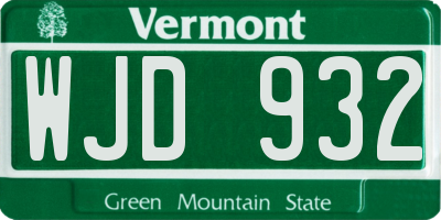 VT license plate WJD932