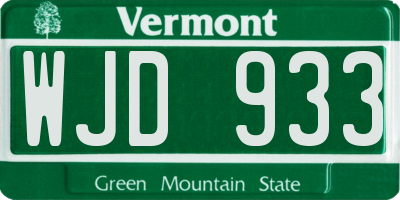 VT license plate WJD933