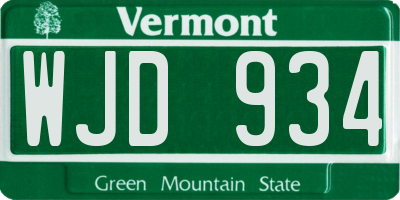 VT license plate WJD934