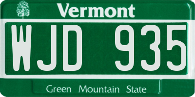 VT license plate WJD935