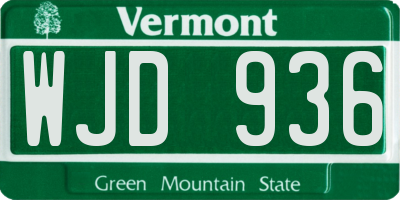 VT license plate WJD936