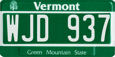 VT license plate WJD937