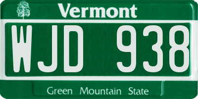 VT license plate WJD938