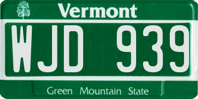 VT license plate WJD939