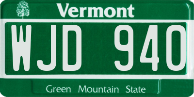 VT license plate WJD940