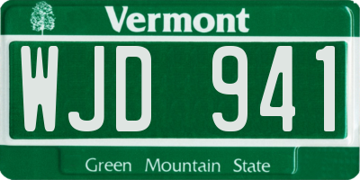 VT license plate WJD941