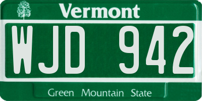 VT license plate WJD942