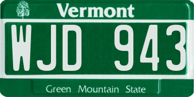 VT license plate WJD943