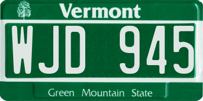 VT license plate WJD945