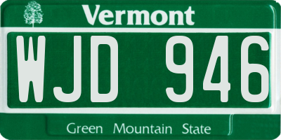 VT license plate WJD946