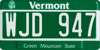 VT license plate WJD947