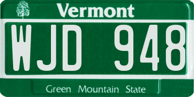 VT license plate WJD948