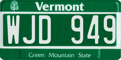 VT license plate WJD949