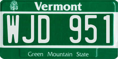 VT license plate WJD951