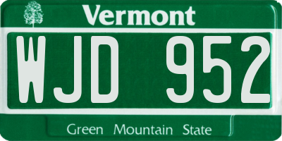 VT license plate WJD952