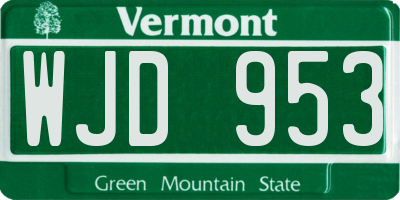 VT license plate WJD953