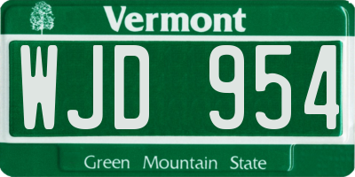 VT license plate WJD954