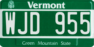 VT license plate WJD955