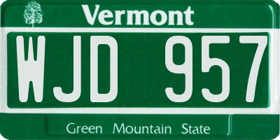 VT license plate WJD957