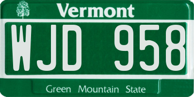 VT license plate WJD958