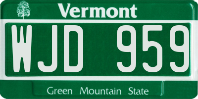 VT license plate WJD959
