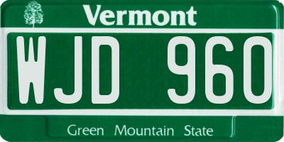 VT license plate WJD960