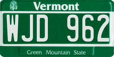 VT license plate WJD962