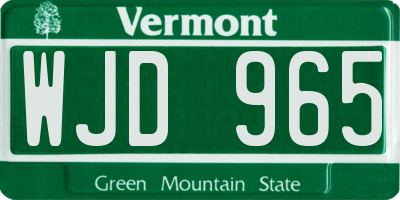 VT license plate WJD965