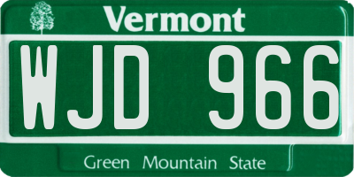 VT license plate WJD966