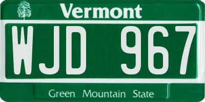 VT license plate WJD967