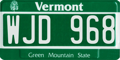 VT license plate WJD968