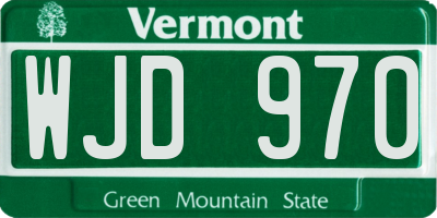 VT license plate WJD970