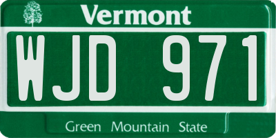 VT license plate WJD971