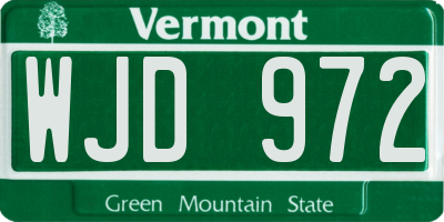 VT license plate WJD972