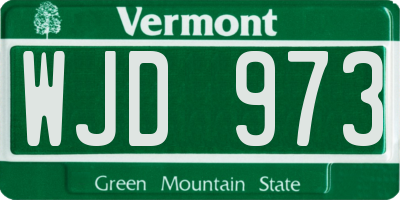 VT license plate WJD973
