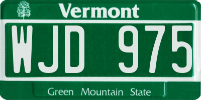 VT license plate WJD975