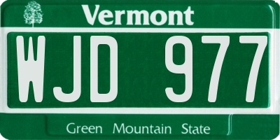 VT license plate WJD977