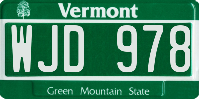 VT license plate WJD978