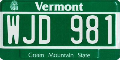 VT license plate WJD981