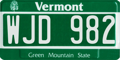VT license plate WJD982