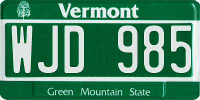 VT license plate WJD985