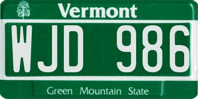 VT license plate WJD986