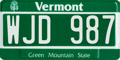 VT license plate WJD987
