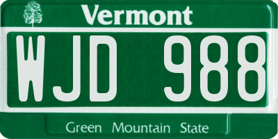 VT license plate WJD988