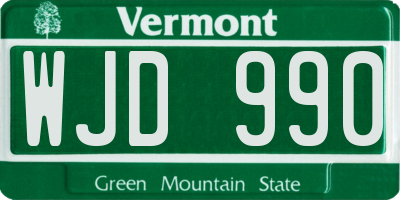 VT license plate WJD990