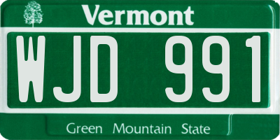 VT license plate WJD991
