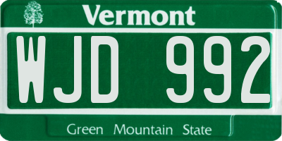 VT license plate WJD992