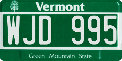 VT license plate WJD995
