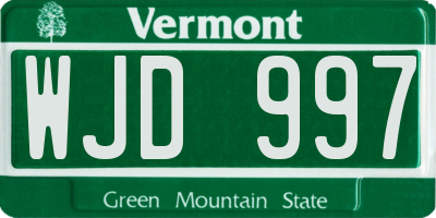 VT license plate WJD997