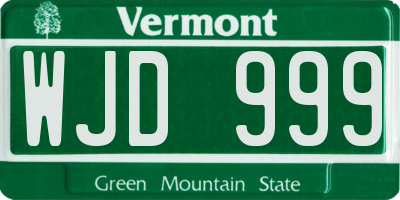VT license plate WJD999